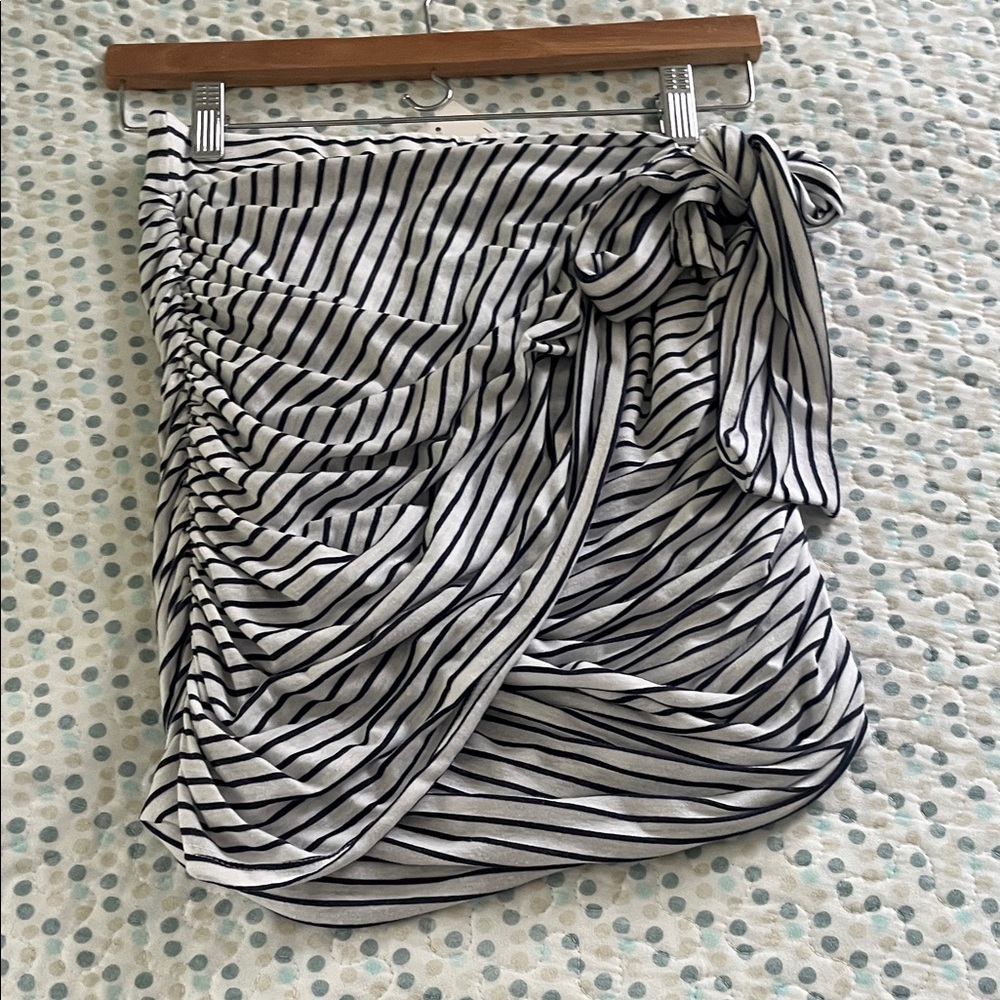 Sundry Navy and White Striped Skirt